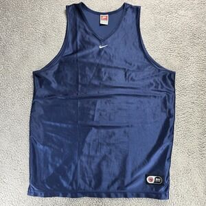 Vintage Nike Men's LRG Sleeveless Basketball‎ Mesh Jersey Center Swoosh Blue Y2K